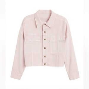 Mango Cropped Jean Jacket in Pink
